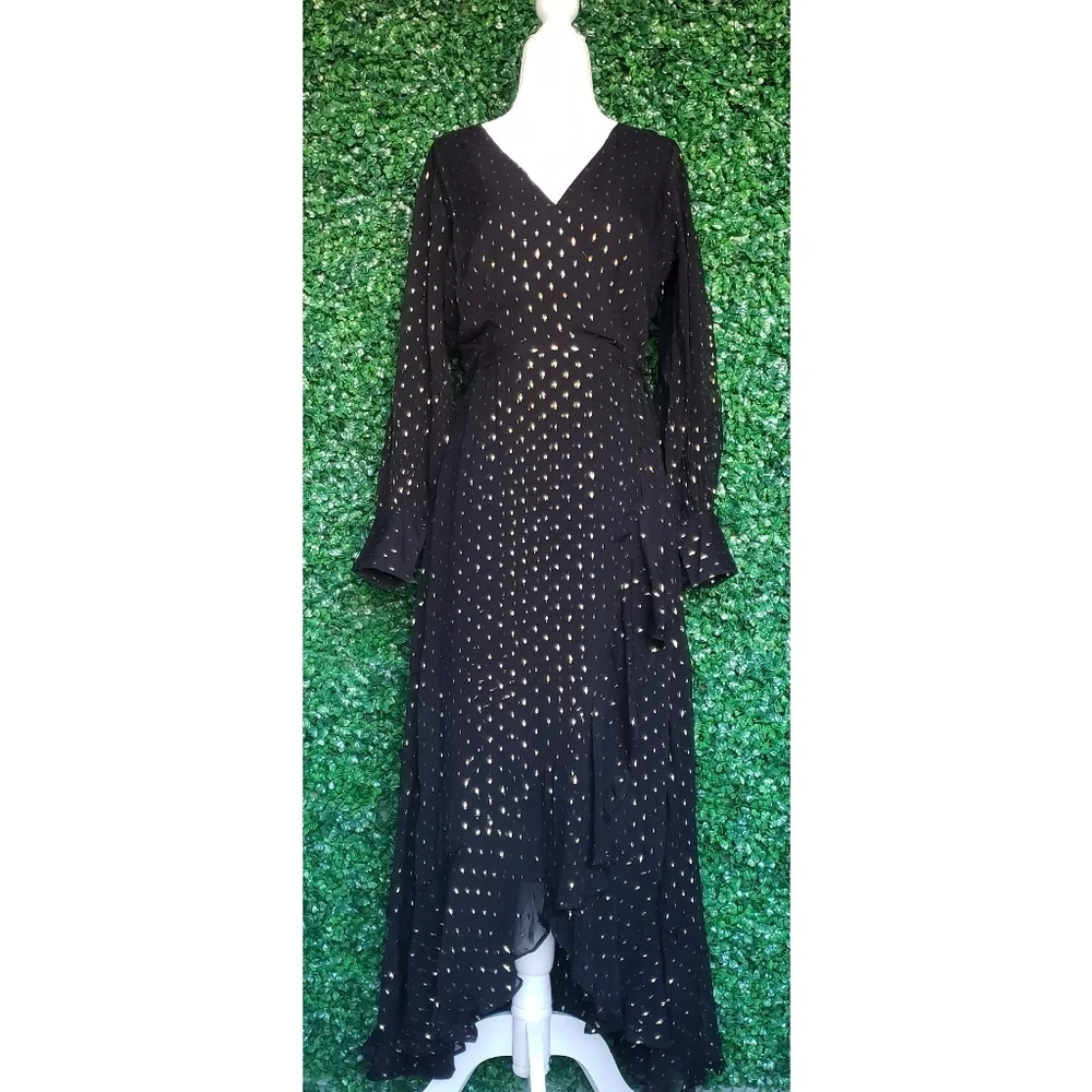 50. J.Crew Ruffle-hem Lurex® chiffon wrap dress